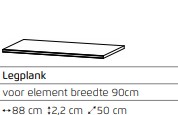 Legplank 90 cm Beluga